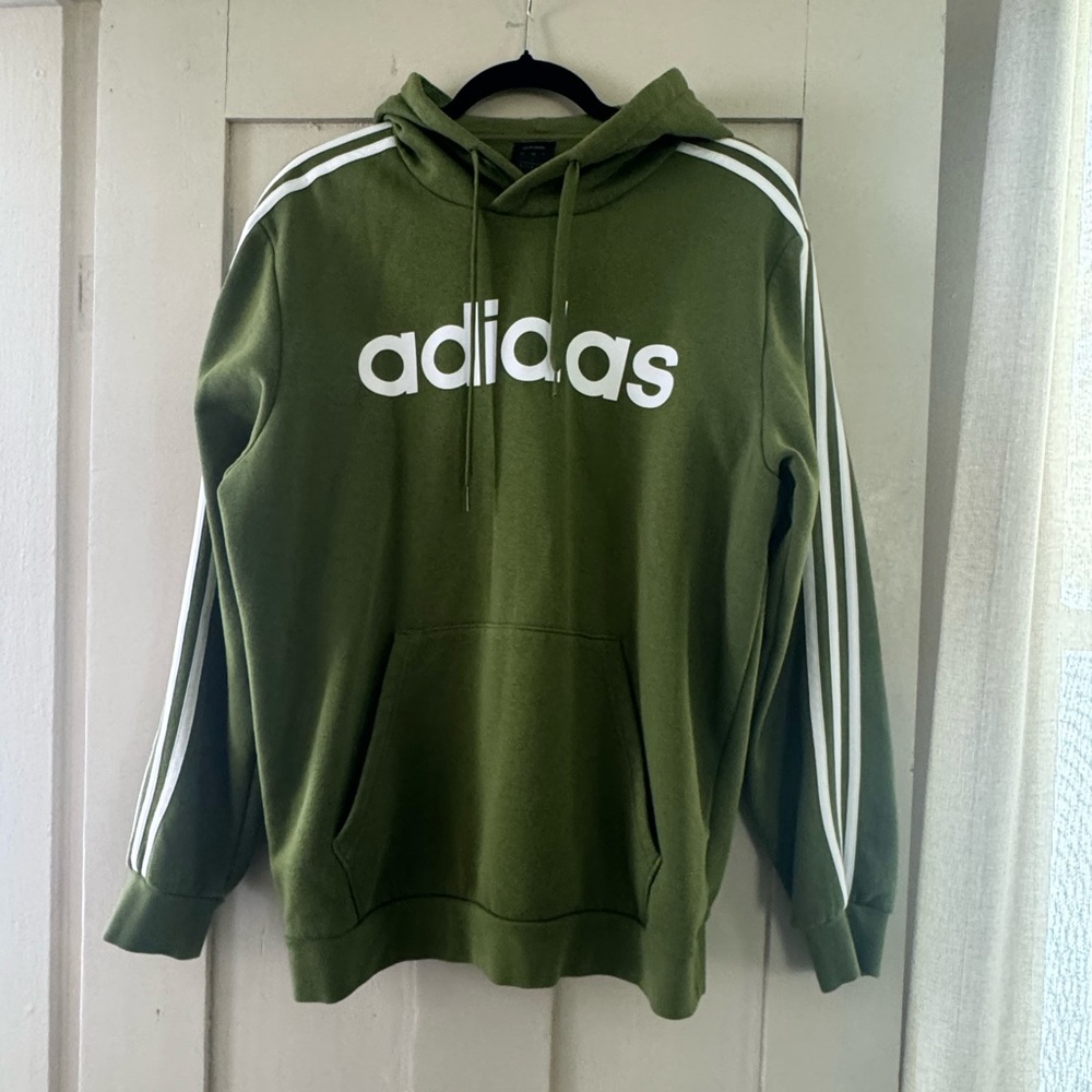 Adidas Olive Green Hoodie | Unisex L | Iconic 3-Stripe Sleeve | Never Worn